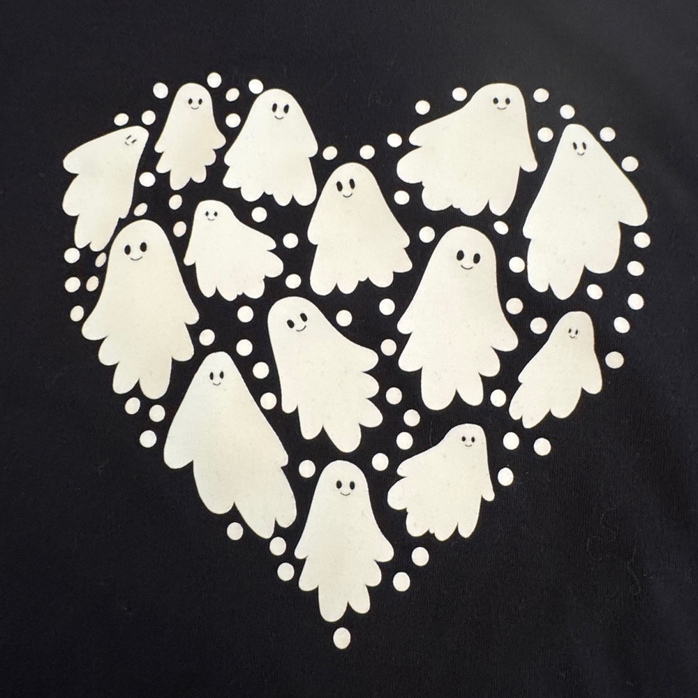 Cat & Jack XL (14) Black Ghost Halloween Graphic Women's Tee - glow in the dark - Picture 2 of 5